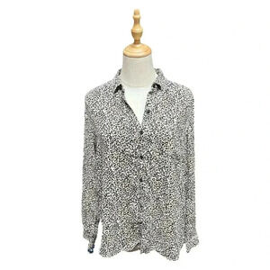 Beach Lunch Lounge Animal Print Button Down Blouse Size M